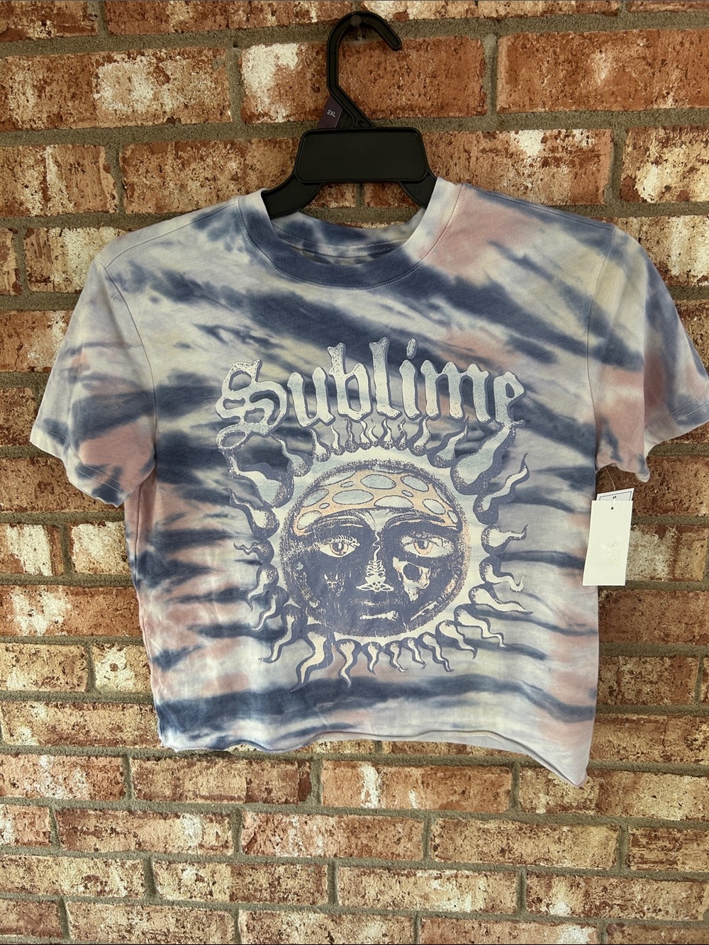 Small Tie-Dye Sublime Cropped Tee - Blue & Pink